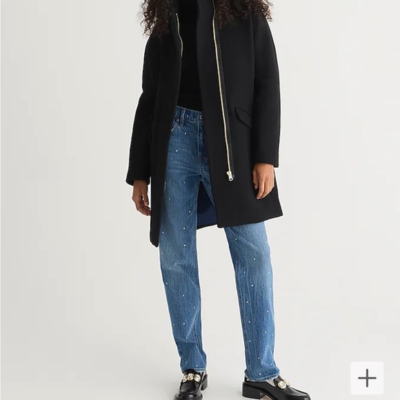 J. Crew Black Cocoon Coat in Italian stadium-cloth wool blend - Picture 7 of 10